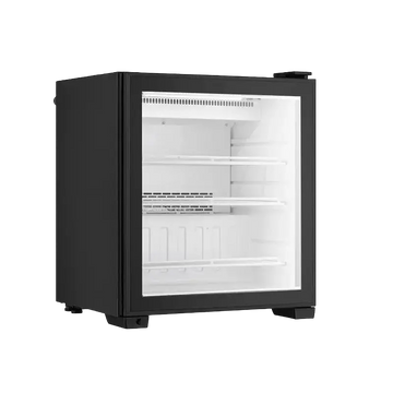Commercial countertop display refrigerators with glass door and shelves for optimal product visibility.