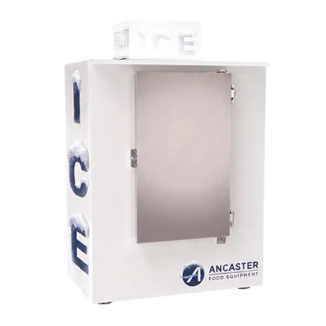 Commercial ice merchandisers featuring durable design and solid door for bagged ice sales.