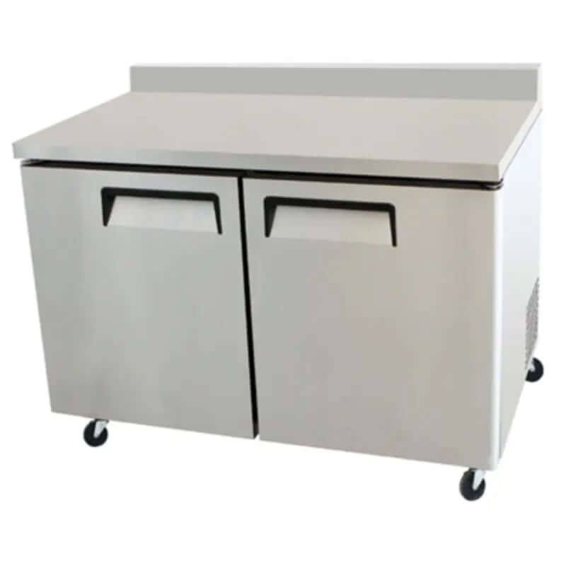 EFI CWDR2-48VC commercial stainless steel work top refrigerator with sleek design and double doors.