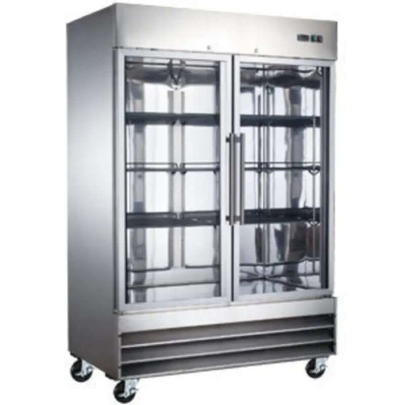 EFI F2-54GDSVCX X-Line 54" Commercial Glass Door Stainless Steel Freezer for food preservation.