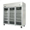 EFI F3-78GDSVC commercial glass door freezer with triple glass doors and adjustable shelves.