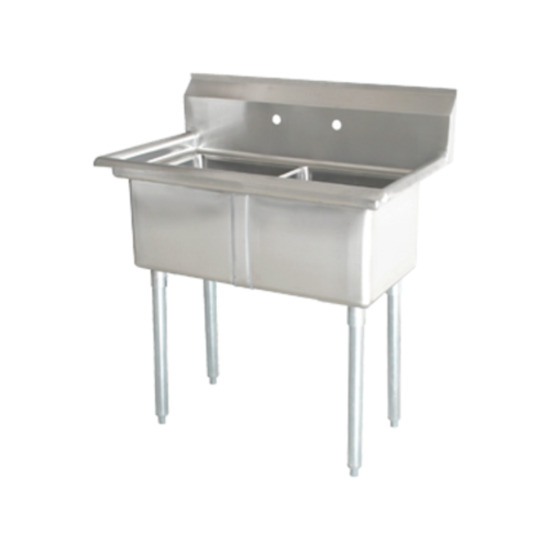 Omcan 22119 Heavy-Duty 53" x 29.5" Two-Compartment Stainless Steel Pot Sink