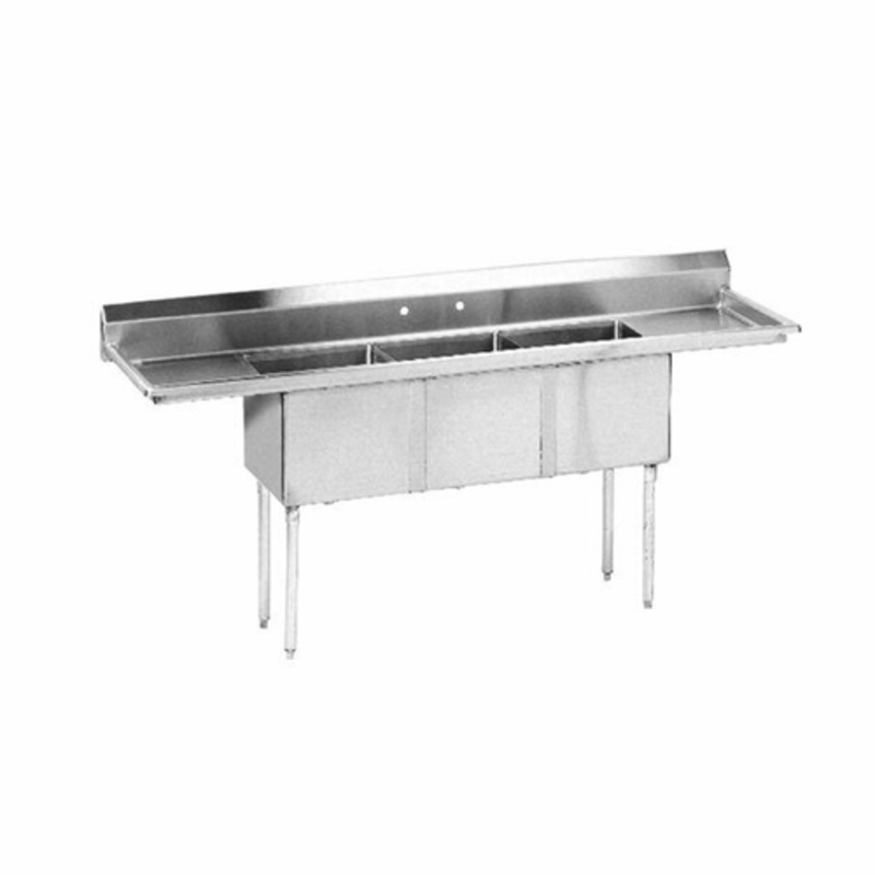 EFI SI824-3B 120.5-Inch Three-Compartment Stainless Steel Sink with Drainboards