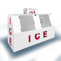 Leer L075SCSP Outdoor Slant Front Ice Merchandiser for Packaged Ice Storage and Accessibility.