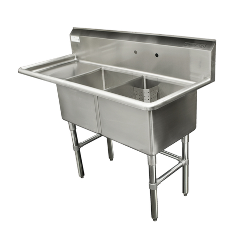 Thorinox TDS-2424-L24 Commercial 2-Compartment Sink with Left Drainboard