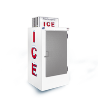 Leer L030UASP outdoor ice merchandiser with solid door for frozen bagged ice storage.