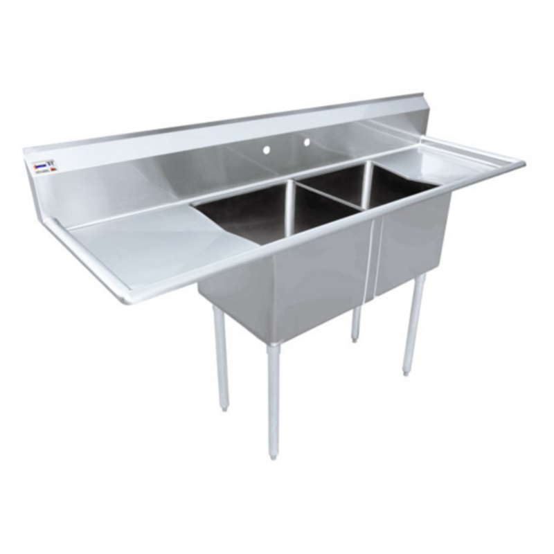 Omcan 25269 Heavy-Duty 72 x 26.5 Inch Double Compartment Commercial Sink