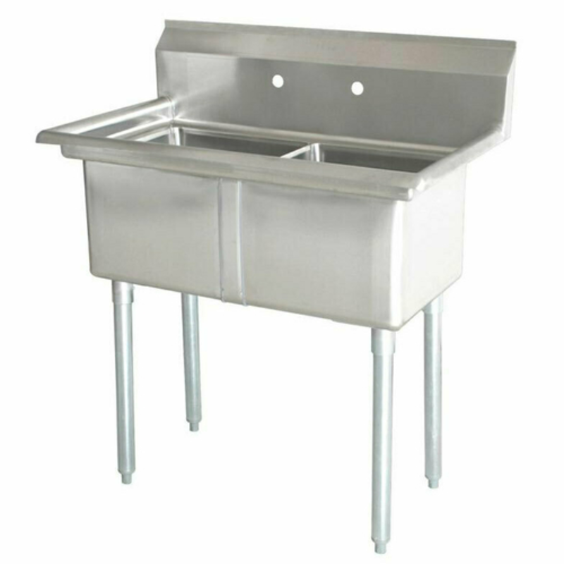 Omcan 43769 41" x 23.5" No-Drainboard Two-Compartment Pot Sink
