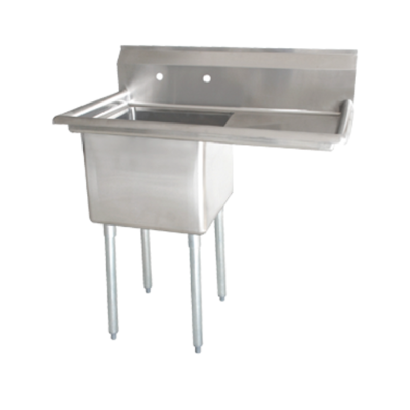 Omcan 25264 18" x 21" Single Compartment Commercial Sink with Right Drainboard
