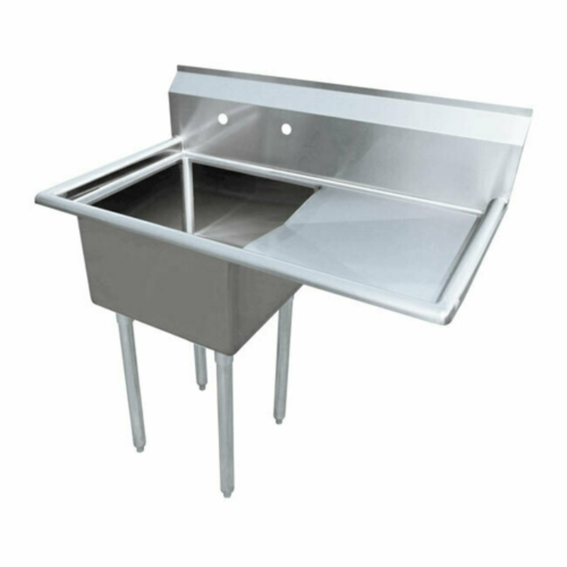 Omcan 43762 Commercial 1-Compartment Pot Sink with Right Drainboard (18" x 18" Bowl)
