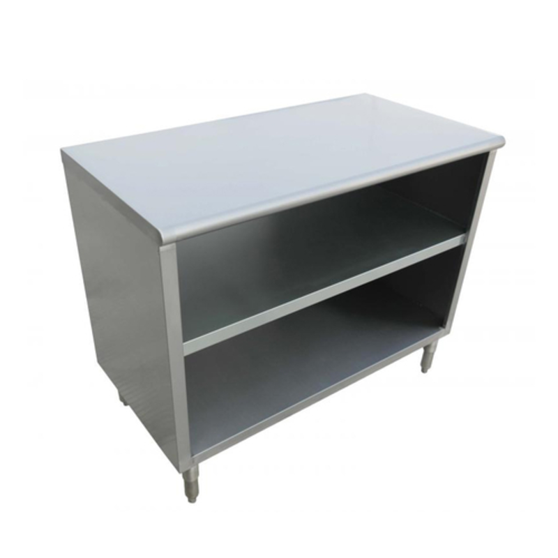 Omcan 38032 48-Inch Commercial Stainless Steel Dish Cabinet with Mid-Shelf