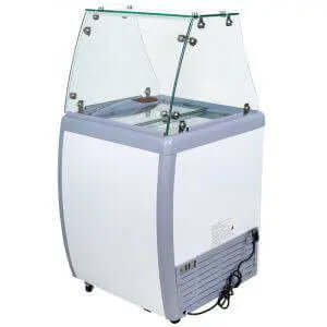 DC-150 Dipping Cabinet Ice Cream Freezer featuring a glass top design for optimal product visibility and storage.