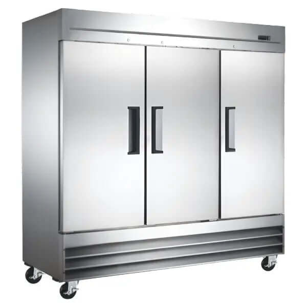 3RR Triple Solid Door Cooler, a commercial refrigerator with solid doors, ideal for foodservice with 81" width and high capacity.