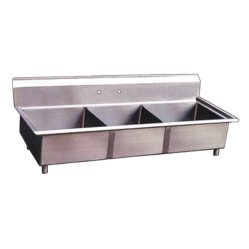 Omcan 22120 Commercial Heavy-Duty 3-Compartment Pot Sink - 77 Inch