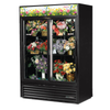 True GDM-47FC-HC-LD 54-Inch Two-Section Sliding Glass Door Floral Refrigerator for floral display.