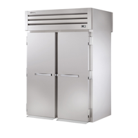 True Spec Series heavy-duty roll-thru refrigerator with stainless steel construction and double doors.