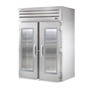 True STA2RRI-2G-HC roll-in glass door refrigerator with double-pane thermal glass doors for visibility.