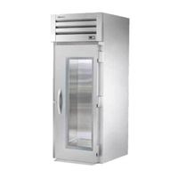 True STG1RRI-1G-HC single-section roll-in refrigerator for commercial kitchens with glass door.