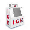 Outdoor ice merchandiser with a slant door, designed for packaged ice storage and optimal outdoor sales.