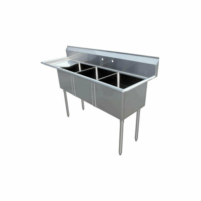 Omcan 43787 Heavy-Duty 3-Compartment Commercial Sink (77" x 29.5")